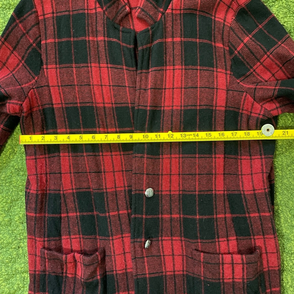 Ralph Lauren Red and Black Plaid Cashmere Cardigan - Picture 7 of 9